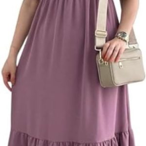 oxiuly womens V-neck Cap Sleeve Floral Stretchy Swing Dress Classic