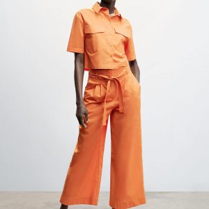 Cotton Pleated Belted Culottes