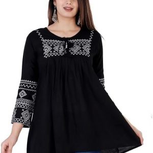 Women's Embroidered Short Rayon Kurti