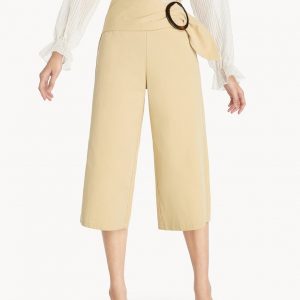 Beige Oversized Belt Culottes – Pomelo Fashion