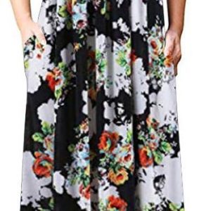 Women's Casual Sleeve O-neck Print Maxi Tank Long Dress