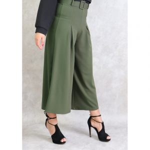 Pleated Belted Culotte Pants
