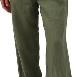 Women’s Loose-Fit Linen Wide-Leg Pants with Pockets