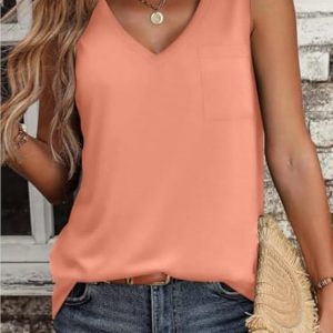 Women's Clothing Casual V Neck Sleeveless Summer Spring Tank Tops