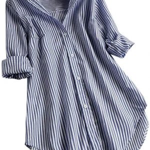 Women's V-Neck Solid Cotton-Linen Tunic