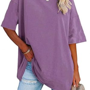 Women’s Oversized Summer T-Shirt – Casual Short Sleeve Boxy Tee for Workouts & Outings