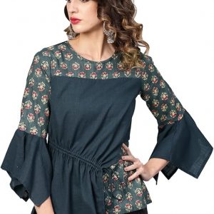 Women's Cotton Slub Kalamkari Printed Casual Top