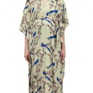 Yellow Printed Maternity Kaftan Maxi Dress