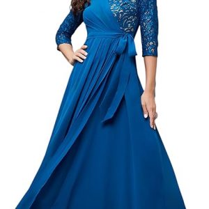 Miss Olive Women's Georgette Fit and Flare Maxi Dress