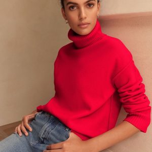 The "Crimson Luxe" Roll Neck Jumper