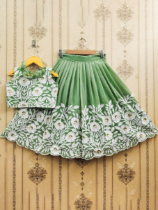 BAESD Girls Embroidered Sequinned Pure Georgette Ready to Wear Lehenga & Choli