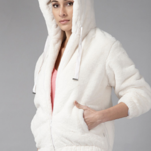Roadster Women White Solid Sherpa Trucker