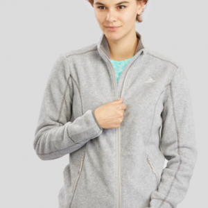 Decathlon Women Grey Melange Solid Insulator Sporty Jacket