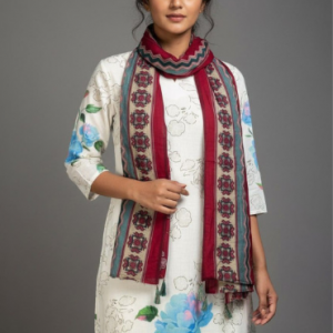 Sangria Women Maroon Silk Printed Casual Dupatta