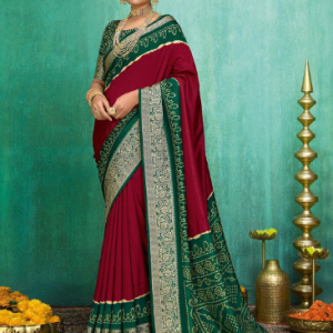 TIRA Bandhani Printed Zari Tussar Saree