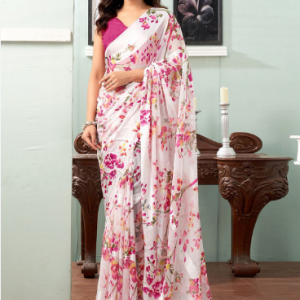 NEW SANISA Floral Poly Georgette Saree