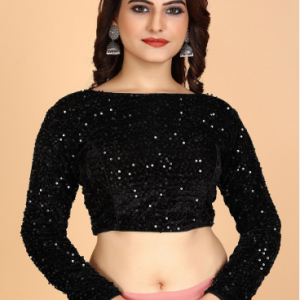 EZSTALL Embroidered Boat Neck Saree Blouse