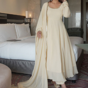 TWINS LADY Round Neck Angrakha Kurta With Trousers & Dupatta