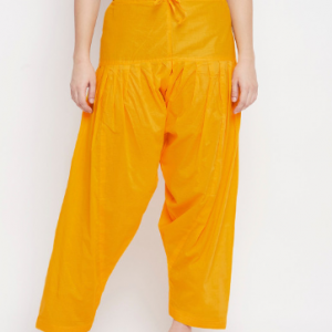 Clora Creation Women Yellow Solid Loose-Fit Pure Cotton Salwar