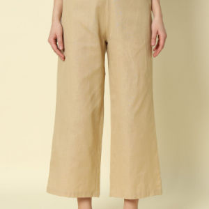 FIORRA Women Straight Chambray Ethnic Cotton Palazzos