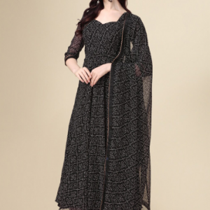 PMD Fashion Sweetheart Neck Georgette Anarkali Kurta With Dupatta