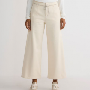 Cream Denim Culottes with Rope Belt