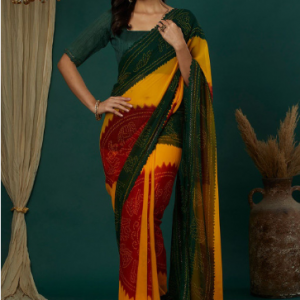 NEW SANISA Bandhani Poly Georgette Designer Saree